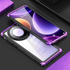 Handyhülle Hülle Luxus Aluminium Metall Tasche 360 Grad Ganzkörper P01 für Huawei Mate 60 Violett