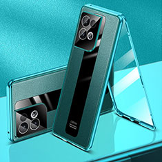 Handyhülle Hülle Luxus Aluminium Metall Tasche 360 Grad Ganzkörper P01 für Oppo Reno9 Pro+ Plus 5G Grün
