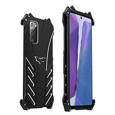 Handyhülle Hülle Luxus Aluminium Metall Tasche 360 Grad Ganzkörper P01 für Samsung Galaxy Note 20 5G Schwarz