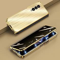 Handyhülle Hülle Luxus Aluminium Metall Tasche 360 Grad Ganzkörper P01 für Samsung Galaxy Z Fold3 5G Gold