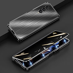 Handyhülle Hülle Luxus Aluminium Metall Tasche 360 Grad Ganzkörper P01 für Samsung Galaxy Z Fold3 5G Schwarz