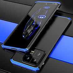 Handyhülle Hülle Luxus Aluminium Metall Tasche 360 Grad Ganzkörper P01 für Xiaomi Mi 13 Pro 5G Blau und Schwarz