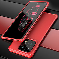 Handyhülle Hülle Luxus Aluminium Metall Tasche 360 Grad Ganzkörper P01 für Xiaomi Mi 13 Pro 5G Rot