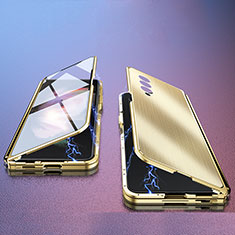 Handyhülle Hülle Luxus Aluminium Metall Tasche 360 Grad Ganzkörper P02 für Samsung Galaxy Z Fold3 5G Gold