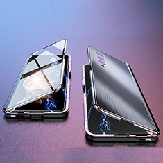 Handyhülle Hülle Luxus Aluminium Metall Tasche 360 Grad Ganzkörper P02 für Samsung Galaxy Z Fold3 5G Schwarz