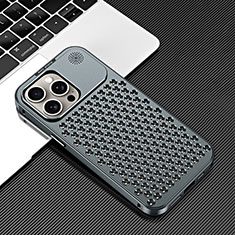 Handyhülle Hülle Luxus Aluminium Metall Tasche 360 Grad Ganzkörper QC3 für Apple iPhone 15 Pro Max Dunkelgrau