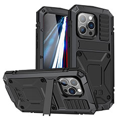 Handyhülle Hülle Luxus Aluminium Metall Tasche 360 Grad Ganzkörper RJ1 für Apple iPhone 13 Pro Schwarz