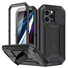 Handyhülle Hülle Luxus Aluminium Metall Tasche 360 Grad Ganzkörper RJ2 für Apple iPhone 13 Pro Max Schwarz