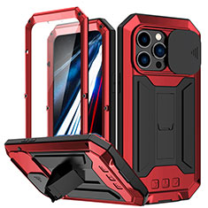 Handyhülle Hülle Luxus Aluminium Metall Tasche 360 Grad Ganzkörper RJ2 für Apple iPhone 13 Pro Rot