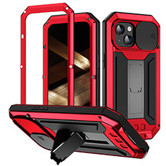 Handyhülle Hülle Luxus Aluminium Metall Tasche 360 Grad Ganzkörper RJ3 für Apple iPhone 14 Plus Rot