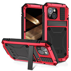 Handyhülle Hülle Luxus Aluminium Metall Tasche 360 Grad Ganzkörper RJ4 für Apple iPhone 15 Plus Rot