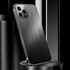 Handyhülle Hülle Luxus Aluminium Metall Tasche für Apple iPhone 14 Pro Schwarz