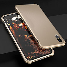 Handyhülle Hülle Luxus Aluminium Metall Tasche für Apple iPhone Xs Gold