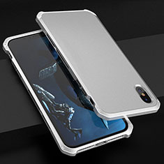 Handyhülle Hülle Luxus Aluminium Metall Tasche für Apple iPhone Xs Max Silber
