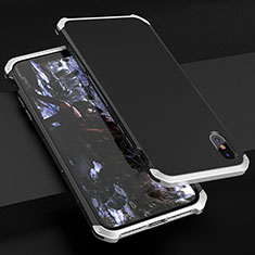 Handyhülle Hülle Luxus Aluminium Metall Tasche für Apple iPhone Xs Max Silber und Schwarz