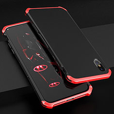 Handyhülle Hülle Luxus Aluminium Metall Tasche für Apple iPhone Xs Rot und Schwarz