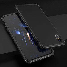 Handyhülle Hülle Luxus Aluminium Metall Tasche für Apple iPhone Xs Schwarz