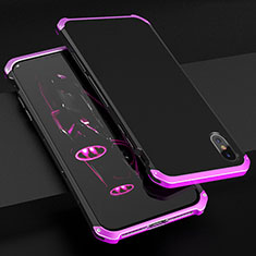 Handyhülle Hülle Luxus Aluminium Metall Tasche für Apple iPhone Xs Violett