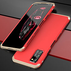 Handyhülle Hülle Luxus Aluminium Metall Tasche für Huawei Honor V30 5G Gold und Rot