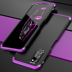 Handyhülle Hülle Luxus Aluminium Metall Tasche für Huawei Honor V30 Pro 5G Violett und Schwarz