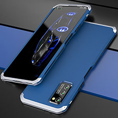Handyhülle Hülle Luxus Aluminium Metall Tasche für Huawei Honor View 30 5G Silber und Blau