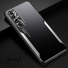 Handyhülle Hülle Luxus Aluminium Metall Tasche für Huawei Nova 7 Pro 5G Silber
