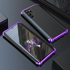 Handyhülle Hülle Luxus Aluminium Metall Tasche für Huawei P30 Pro New Edition Violett