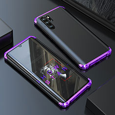 Handyhülle Hülle Luxus Aluminium Metall Tasche für Huawei P30 Pro Violett