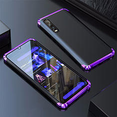 Handyhülle Hülle Luxus Aluminium Metall Tasche für Huawei P30 Violett