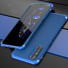 Handyhülle Hülle Luxus Aluminium Metall Tasche für Oppo Find X2 Lite Blau