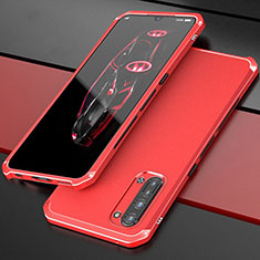 Handyhülle Hülle Luxus Aluminium Metall Tasche für Oppo Find X2 Lite Rot