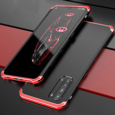Handyhülle Hülle Luxus Aluminium Metall Tasche für Oppo Find X2 Lite Rot und Schwarz