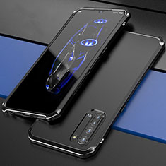 Handyhülle Hülle Luxus Aluminium Metall Tasche für Oppo Find X2 Lite Schwarz
