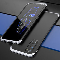 Handyhülle Hülle Luxus Aluminium Metall Tasche für Oppo Find X2 Lite Silber und Schwarz
