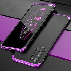 Handyhülle Hülle Luxus Aluminium Metall Tasche für Oppo Find X2 Lite Violett
