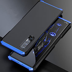 Handyhülle Hülle Luxus Aluminium Metall Tasche für Oppo Find X2 Neo Blau und Schwarz
