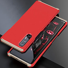 Handyhülle Hülle Luxus Aluminium Metall Tasche für Oppo Find X2 Neo Gold und Rot
