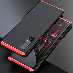 Handyhülle Hülle Luxus Aluminium Metall Tasche für Oppo Find X2 Neo Rot und Schwarz