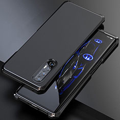 Handyhülle Hülle Luxus Aluminium Metall Tasche für Oppo Find X2 Neo Schwarz