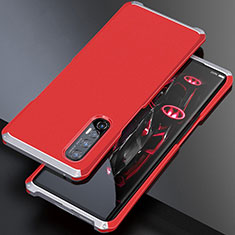 Handyhülle Hülle Luxus Aluminium Metall Tasche für Oppo Find X2 Neo Silber und Rot