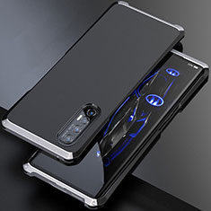 Handyhülle Hülle Luxus Aluminium Metall Tasche für Oppo Find X2 Neo Silber und Schwarz