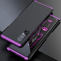 Handyhülle Hülle Luxus Aluminium Metall Tasche für Oppo Find X2 Neo Violett
