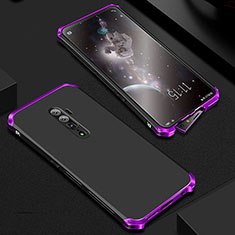 Handyhülle Hülle Luxus Aluminium Metall Tasche für Oppo Reno 10X Zoom Violett
