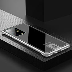 Handyhülle Hülle Luxus Aluminium Metall Tasche für Samsung Galaxy S20 Plus Silber