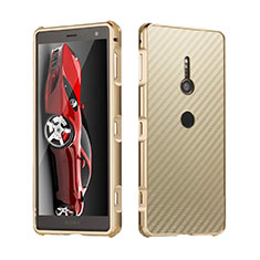 Handyhülle Hülle Luxus Aluminium Metall Tasche für Sony Xperia XZ3 Gold