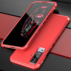 Handyhülle Hülle Luxus Aluminium Metall Tasche für Vivo X50 5G Rot