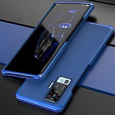 Handyhülle Hülle Luxus Aluminium Metall Tasche für Vivo X50 Pro 5G Blau