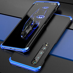 Handyhülle Hülle Luxus Aluminium Metall Tasche für Xiaomi Mi 10 Pro Blau und Schwarz