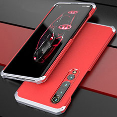 Handyhülle Hülle Luxus Aluminium Metall Tasche für Xiaomi Mi 10 Pro Silber und Rot