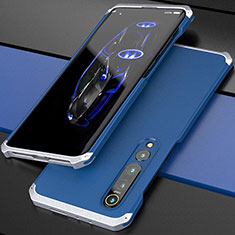 Handyhülle Hülle Luxus Aluminium Metall Tasche für Xiaomi Mi 10 Silber und Blau